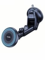 TOPK Mag-Safe Car Phone Holder, Magnetic Phone Car Mount for Windshield and Dashboard, Strong Suction Adjustable Long Arm with Strongest Magnet, Car Cradle for iPhone 15/14/13/12 Series (Black)