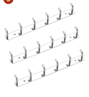 iSTAR Stainless Steel 6-Pin Bathroom Cloth Hooks (Pack of 3)