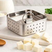 Paneer Maker Stainless Steel – Paneer Press Mould with Lid, 500ml Paneer Strainer Box