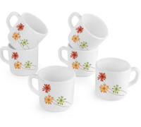 Cello Stella Assorted Opalware Mug 100 ml (Set of 6) - Design/colour may vary