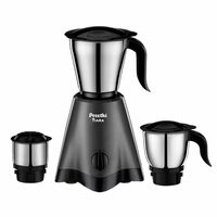 Preethi Tiara Mixer Grinder for Kitchen | 500 Watt Mixie | 3 Stainless Steel Jars (0.3L, 0.7L and 1.2L) | Grey & Black