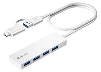 BYEASY USB Hub, USB 3.1 C to USB 3.0 Hub with 4 Ports and 2ft Extended Cable, Ultra Slim Portable USB Splitter for MacBook, Mac Pro/Mini, iMac, Ps4, PS5, Surface Pro, Flash Drive, Samsung(White)