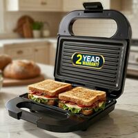 iBELL SM440 Sandwich Maker Electric with Nonstick Grill and Toast Plates, Handle Locking Function, 850W (Black)