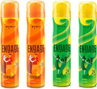 Engage Deo Combo, 2 Intrigue for Her (150ml) & 2 Spirit for Her (150ml), (Pack of 4) Deodorant Spray  -  For Women  (600 ml, Pack of 4)