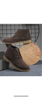  Pure Leather Premium Trendy Comfort Men Mid-Top Solid Suede Desert Casual Shoes Boots For Men 