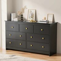 Chest of Drawers for Storage | Wooden Chest of Drawers for Bedroom | Wooden Storage Furniture with 7 Drawers Storage | Sheesham Wood, Black Finish