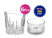 Glass ideas Swank Whiskey Glass (300ml, 6pcs) + FREE Cello Rio Nut Bowl Set (240ml, 3pcs)