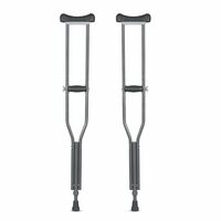 Vissco Astra Under Arm Crutches Aluminium, Crutches for those Physically Chalenged With Adjustable Elbow Support, PVC grip Handle, Light Weight & Height Adjustable, Walking Stick (1 Pair) - XL (Grey)