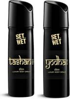 SET WET Yodha,Tashan Luxury & Long Lasting Body Spray I Manly & Luxury Fragrance for Men Deodorant Spray  -  For Men  (300 ml, Pack of 2)