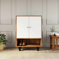 Nilkamal @Home Astero Engineered Wood Shoe Cabinet (Astero 4 Shelf, White with Walnut)#