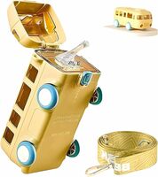 JOERRES Plastic ApLiQ Cute Portable Bus Water Bottle with Strap,Leakproof,Food Grade Bus Shaped with Movable Wheels Drinking Picnic Bottle with Straw,Sipper Bottle for Kids,Toddlers 500ml,Multicolour