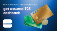 Pay Credit card Bill Payment of Rs. 5000 & Get Rs. 25 cashback on Hdfc 