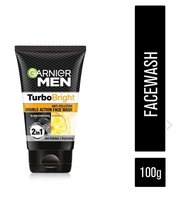 Garnier Men Turbo Bright Anti-Pollution Double Action Face Wash -100 gm