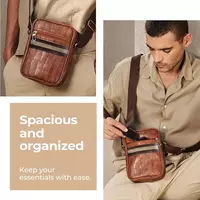 Lifelong Genuine Leather Sling Bag | Crossbody Shoulder Bag for Travel & Office | Vegan Leather Bag with Adjustable Strap & Spacious Design | Lightweight Bag for Men & Women