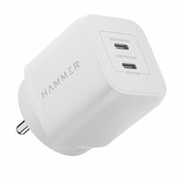 Hammer 45W GaN Superfast Charger | Dual USB-C PD & PPS | 2 Years Warranty | Compatible with iPhone 17–12, MacBook, iPad, Samsung | FCC/CE Certified (No Cable)