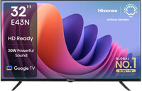 Hisense 80 cm (32 inch) HD Ready LED Smart Google TV with Dolby Audio, 30W Powerful Sound, HDR 10, Super Bright Panel (32E43N) (32E43N)