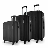 Safari Genius Alley Set of 3 (Cabin + Medium + Large) Trolley Bags, Hard Case Polypropylene, 4 Wheels, 360 Degree Wheeling Luggage, Suitcase for Travel, Black