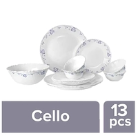 Cello Dinner Set - Opalware, Dainty Blue, White, 13 pcs (location specific)