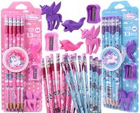 Toyshine Pack Of 26 Unicorn Stationary Set-20 Pencils,2 Erasers,2 Sharpner,Birthday Party Return Gift Party Favor For Kids-M3,Blue