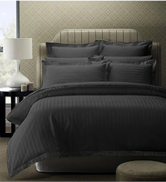 Grey Striped Cotton 280TC King Sized Double Bedsheet With 2 Pillow Covers