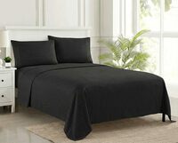 Trance Home Linen 100% Cotton 200 TC Satin Stripe King Size Bedsheet with 2 Pillow Covers | Fade-Resistant, Soft & Hypoallergenic |Flat Bedspread for King Size Mattress - (108 x 108 inch, Black)