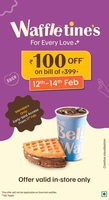 The Belgian Waffle Co Valentine's Offer : 100Rs Off on 399Rs Bill 