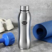 Cello Aqua Pro Stainless Steel Water Bottle 1000 ml, Silver | ISI Certified, Single Walled | Leakproof, Rust Proof | Food Grade | Easy to Carry | Airtight Steel Bottle For Fridge, Office, Gym & Travel