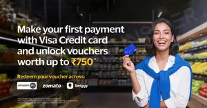Visa Poshvine Offer- FREE voucher worth up to ₹750 from brands like Swiggy , Zomato and Amazon