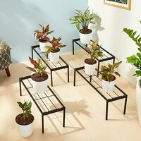 Amazon Brand – Solimo Metal Plant Stand (Set of 4, Black) – Powder-Coated Iron, Heavy-Duty with Sturdy Legs, Corrosion-Resistant, Indoor & Outdoor Use, 20×60×20 cm, Holds up to 54 kg