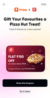 Swiggy FLAT150 off on PizzaHut offer is back 