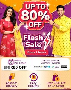 Meesho Mega Blockbuster Sale  – Up to 80% Off + Flash Sale Every 2 Hours