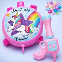 GRAPHENE Pink Holi Pichkari Water Gun for Kids Girls Boys 600mlWter Tank High Pressure Mechanism Blaster Toy Gun Long Throw Squirt Spray Pistol 100 Balloons Back Holding 3+ Years (Unicorn)