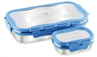 Virtue Lock & Steel Air Tight 2 Pcs Steel Container, Steel Lunch Box, Blue