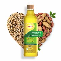 Saffola Cold Pressed Oil, Goodness of 2- Groundnut & Sesame | Helps Lower Cholesterol, Make Easy-To-Digest Food | 1L Pet Bottle