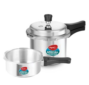 Pigeon by Stovekraft 12708 Aluminium Pressure Cooker Combo, Outer Lid, Without Induction Base (2 litre and 3 litre, Silver) 