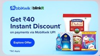 Blinkit * Mobikwik: Get ₹40 Instant discount on payments via Mobikwik UPI on 999