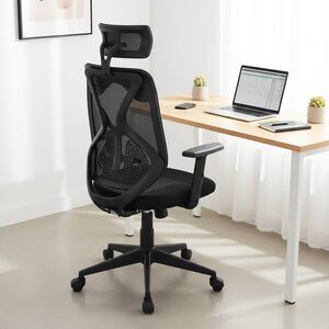 Nilkamal Verona High Back Mesh Office Chair with Headrest|Adjustable Height and Armrests|Adjustable Lumbar|Chair for Home, Desk, Study|Black