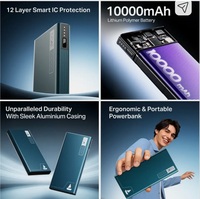 boAt 10000 mAh 22.5 W Compact Pocket Size Power Bank (Steel Blue, Lithium Polymer, Fast Charging, Quick Charge 3.0 for Mobile, Tablet, Earbuds)