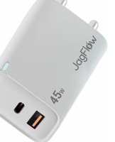 Trueview 45W Fast Charging Power Adapter with Type-C & USB-A Ports | PD 3.0 & QC Support Wall Charger for Smartphones, Tablets & USB-C Devices | White