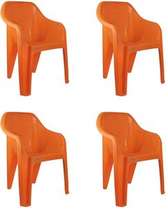 Cello Dynamo Chair Set Pack of 4 - Orange (Plastic) | Strong and Durable | Easy to Clean | Chair for Living Room, Bed Room, Kitchen, Office Room, Outdoor | 3 Years Warranty 