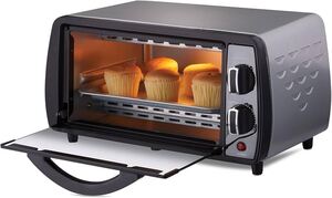 Bajaj 1000T Oven Toaster Grill (10 liter Otg) | Temperature control | Stainless Steel Body With Transparent Glass Door | Black | 2 Year Warranty | 800 Watts 