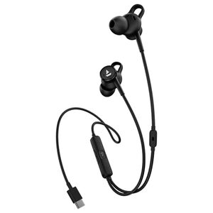 Boat Bassheads 122 ANC Wired in Ear Earphones with 25Db Active Noise Cancellation, 13Mm Drivers, Ambient Mode, Type-C Jack, in-Line Microphone, Snug Fit & Multi-OS Compatibility(Black)