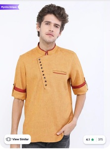 Highlander mandarin collar roll up sleeves cotton casual shirt