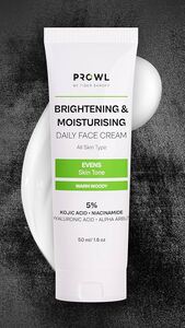 PROWL by Tiger Shroff Face Brightening Moisturizer Cream 5% Kojic Acid, Alpha Arbutin, Niacinamide & Hyaluronic Acid Daily Use Moisturiser For Dry Oily Combination All Skin Type, Warm Woody,50ml 