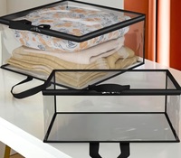 Kuber Industries Pvc Waterproof Storage Bag|Multipurpose Bag For Toys,Clothes,Blankets,Bedsheets|Zipper & Handle|Transparent Wardrobe Organizer|Black