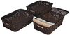 Amazon Brand - Solimo Royal Multipurpose Storage Basket With Lid- Medium (Set Of 3, Brown), Rectangular, Rattan