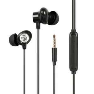 Zebronics Wired in-Ear Earphones, 10mm Neodymium Drivers, Magnetic Earbuds, in-line Mic, Gold Plated 3.5mm Jack, Soft Silicon Cable 1.2m (Buds 60, Black)