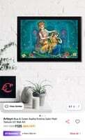 BLUE AND GREEN  Radha Krishna satin matt texture UV wall Art 14 × 10 inch
