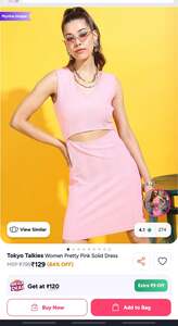 Tokyo talkies women pretty pink solid dress