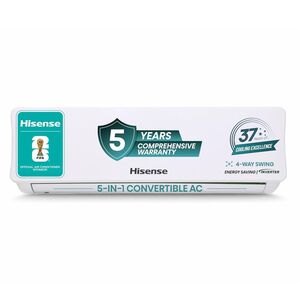 Hisense 1.5 Ton 5 star Inverter Split AC(Copper, 5-in-1 Convertible with Intelligent 4 modes, PM 2.5 filter, Anti corrosion, AS-18TR4R5E, White